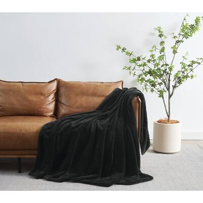 Royal Velvet Luxe Faux Rabbit Fur 60x70 Throw in Gift Box