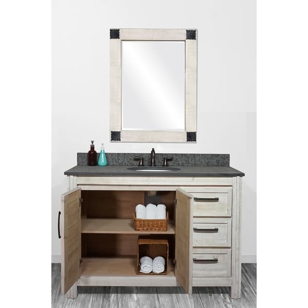 49 Special Edition Solid Fir Wood Single Bathroom Vanity In Sawed Pattern Design And Handpainted White Color With Marble Top Overstock 32480373