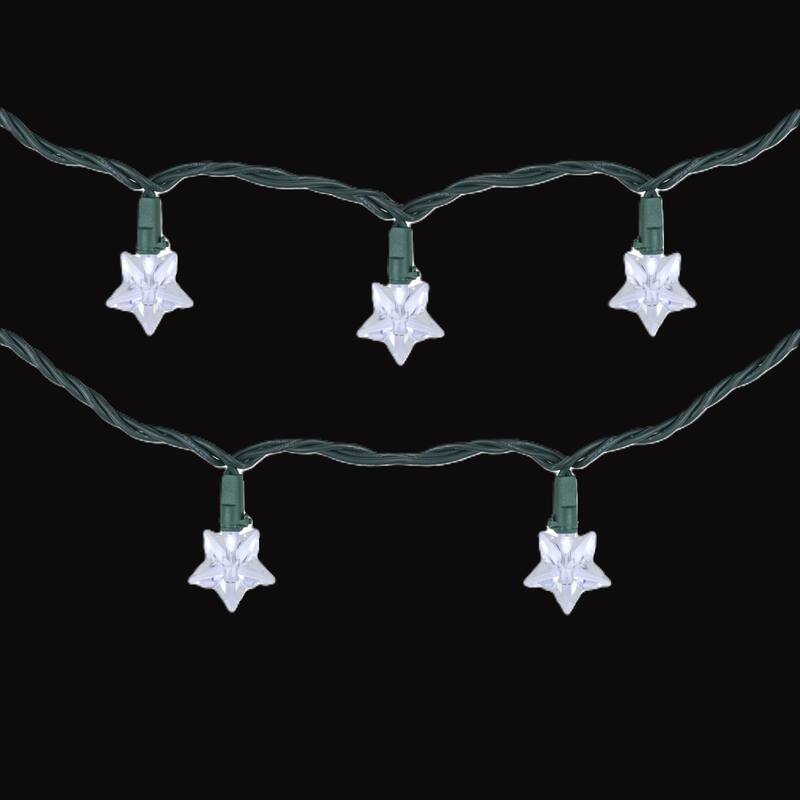 LED Star Shaped Christmas String Lights - Pure White - 4' Green Wire - 10ct
