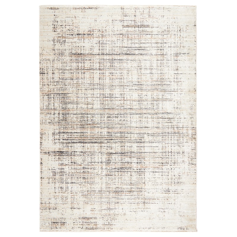Terra by Obeetee Umbria Grid Gray Rug - Cream/Onyx - 2' x 3'