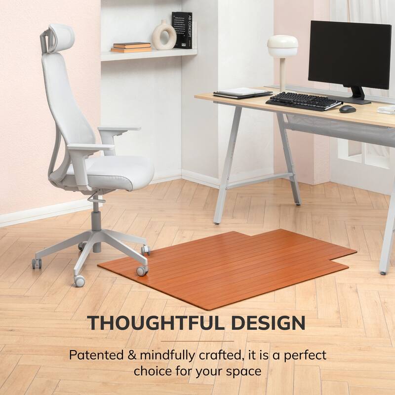 Jani Eco Bamboo Roll-up Rectangular Chair Mat with Lip - Durable and Eco-Friendly Chair Mat