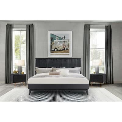 Carnaby 3 Piece Bedroom Set in Black Brushed Oak Wood