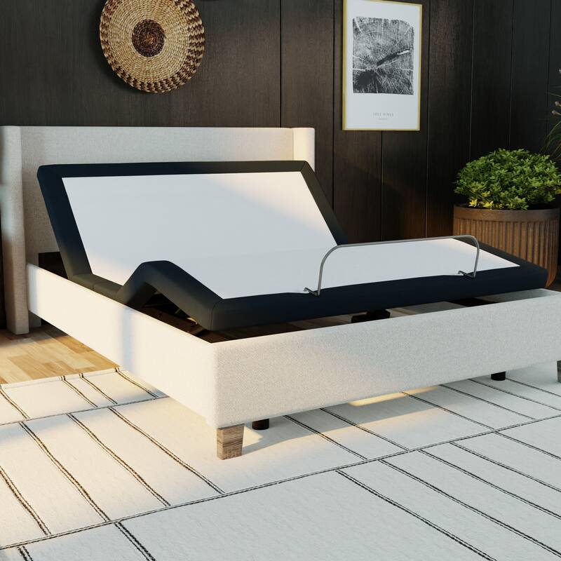 King Size Metal Adjustable Platform Bed Base with Zero Clearance and Wireless Remote - Grey