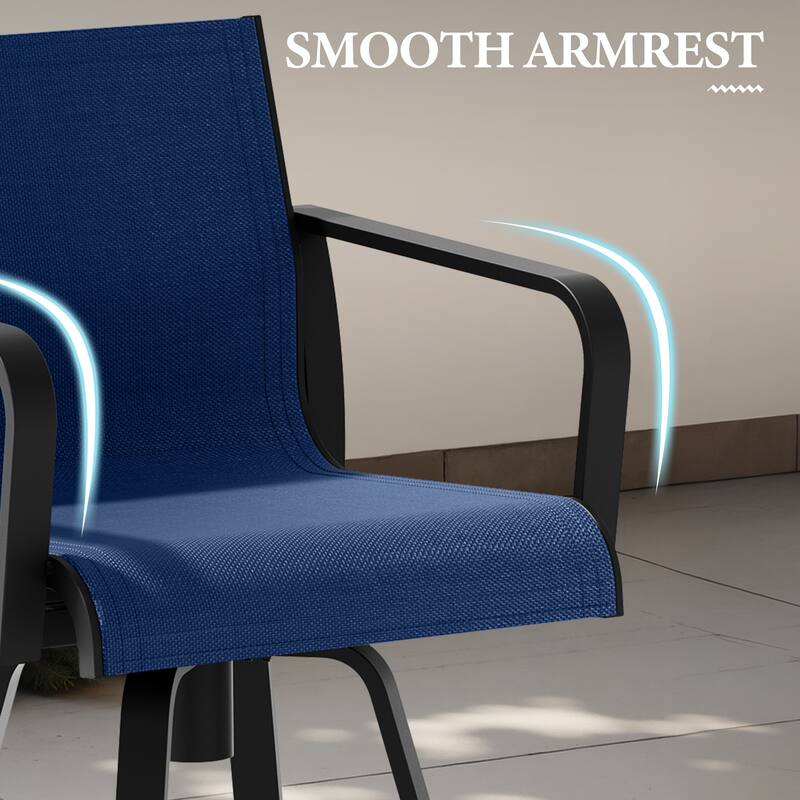 Outdoor Indoor Patio Aluminum Premium Sunbrella Fabric Swivel Barstools