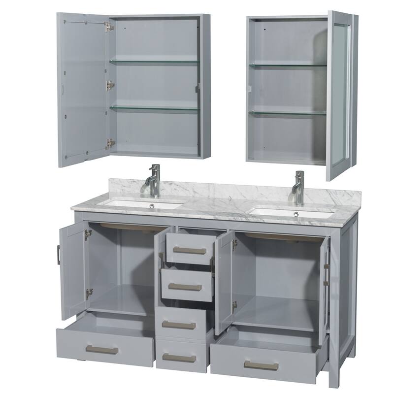 Wyndham Collection Sheffield Double Vanity Set, Medicine Cabinets