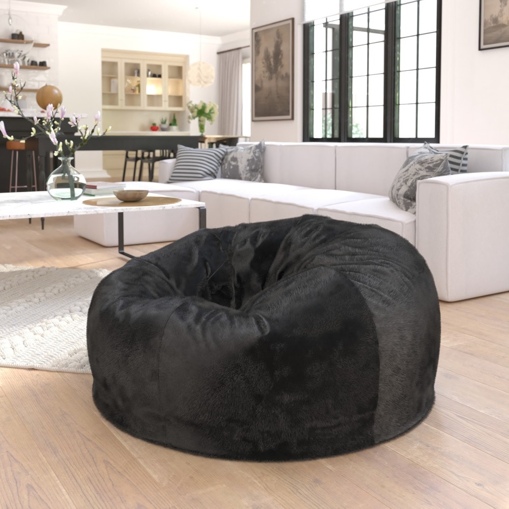 BeanSack Black Vinyl Bean Bag Chair - Bed Bath & Beyond - 6271379