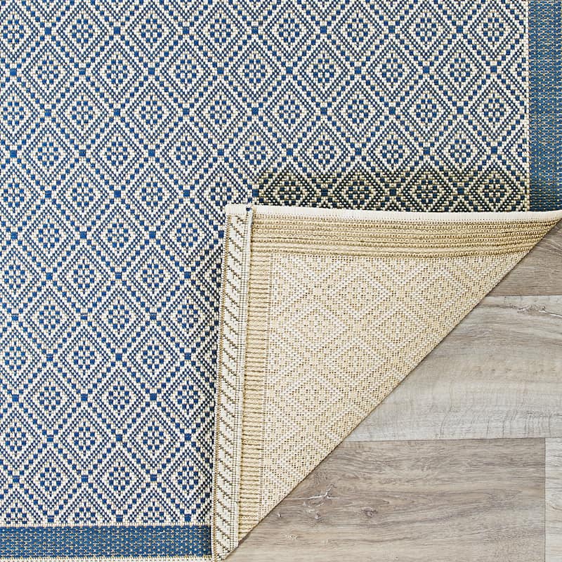 Dream Decor Rugs Samantha Kimberly Blue Ivory Indoor Outdoor Area Rug