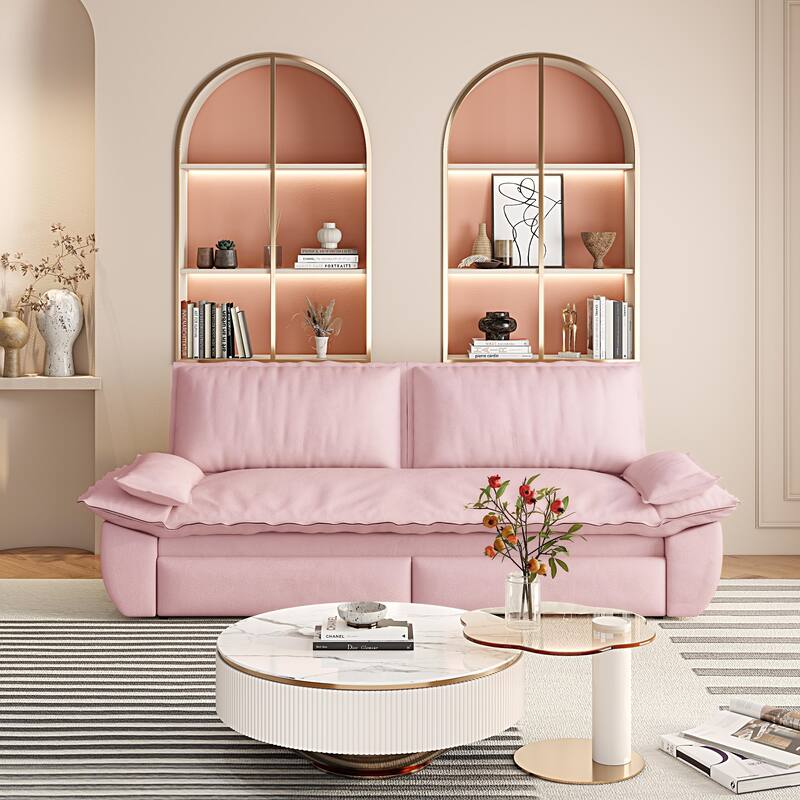 Versatile 3-in-1 Queen Size Velvet Pull-Out Sofa Bed with Chaise Lounge, Durable Steel Frame, Convertible Sleeper Loveseat
