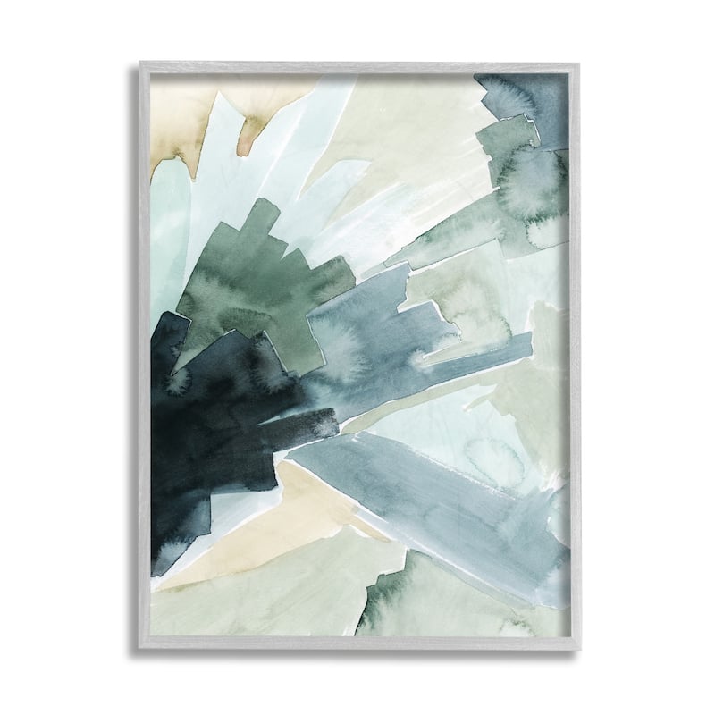 Stupell Tree Shadow Abstract Landscape Painting Green Blue Framed Wall Art