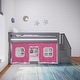preview thumbnail 20 of 61, Max and Lily Twin over Twin Low Bunk Bed with Staircase and Curtains Grey with Pink/White Curtain