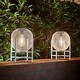 preview thumbnail 3 of 16, Glitzhome White Metal Outdoor Solar Lantern with Stand (Set of 2)