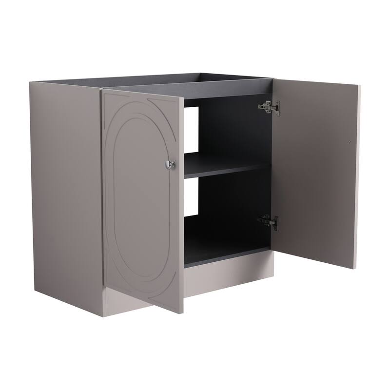 Modern 36 Inch Freestanding Bathroom Vanity Base without Sink, Storage Cabinet with Soft-Close Doors and Adjustable Shelves
