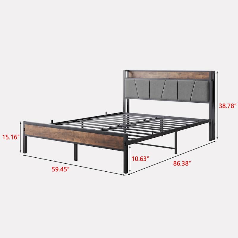 Storage Bed Headboard with Charging Station