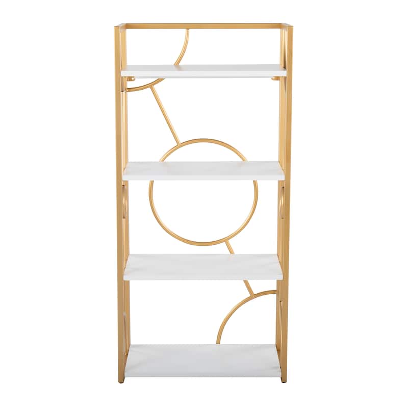Silver Orchid Loretta Bookcase - White Wood/Gold Metal