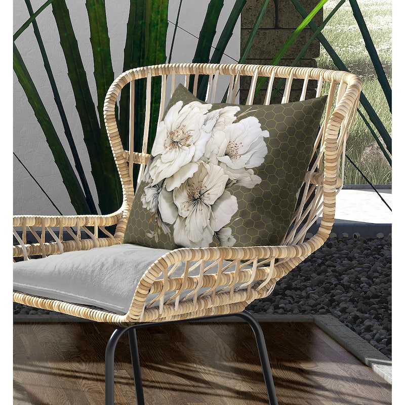 Magnolia Majesty Indoor/Outdoor Reversible Throw Pillow Aloe and Green