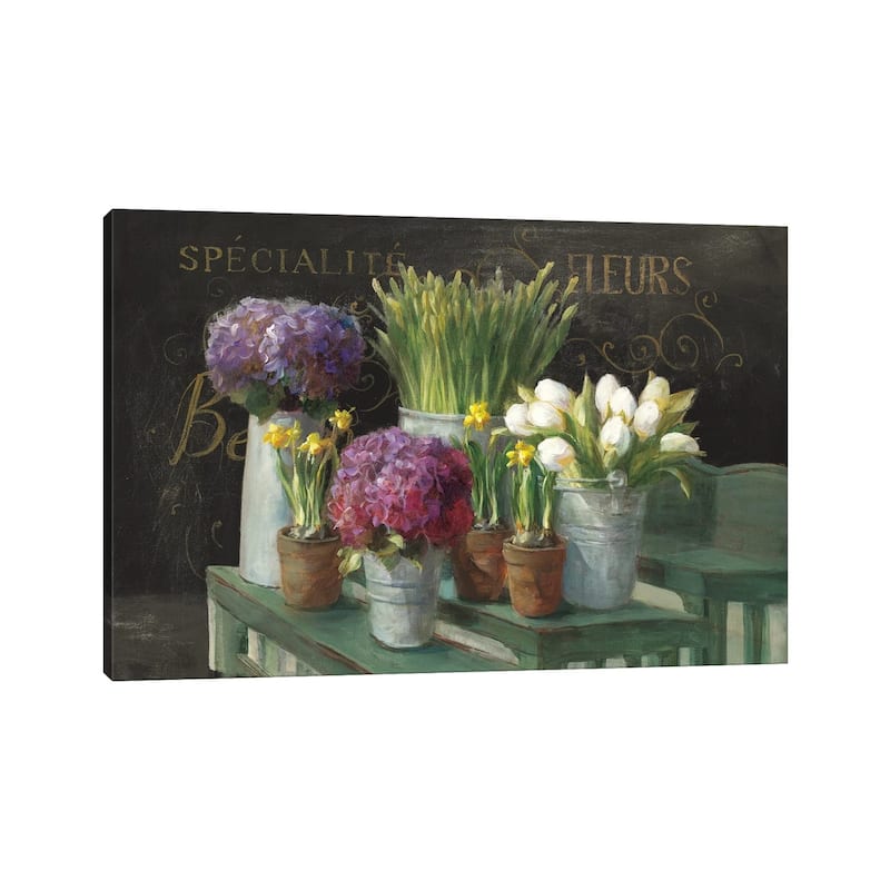 iCanvas "Les Fleurs Printemps On Black" by Danhui Nai Canvas Print