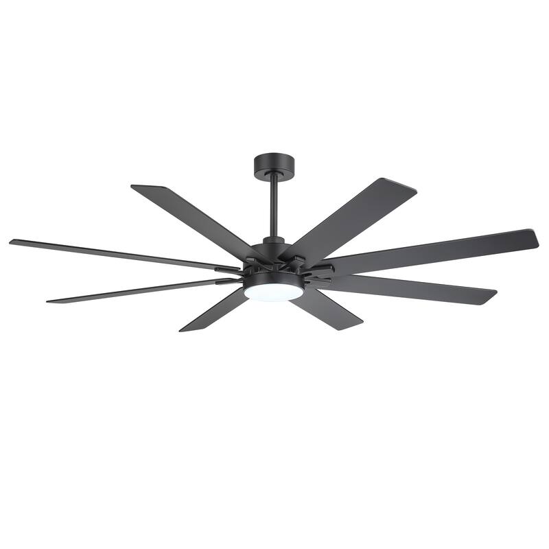 72 Inch Black Large Ceiling Fan with Light and Remote(8-Blade) - Satin Nickel