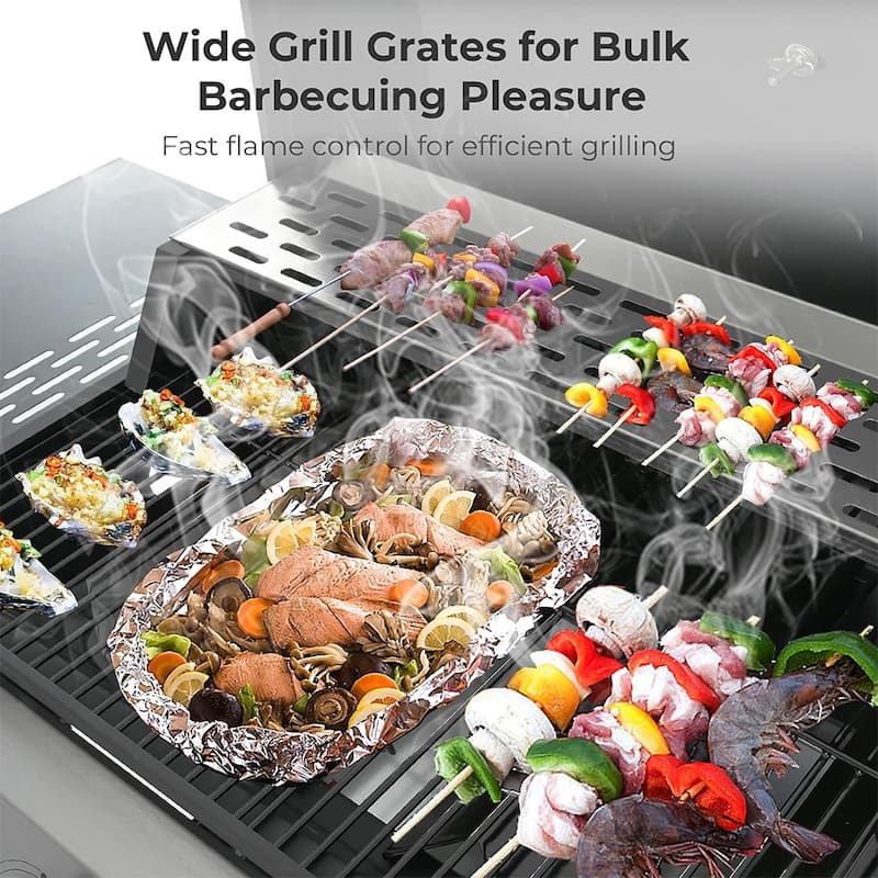 3-Burner Outdoor Portable Propane Gas Grill w/Top Cover Lid & 2-Wheel