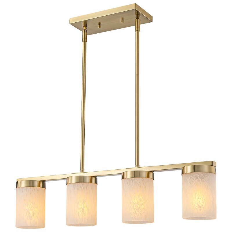 4-Light Faux Marble Glass Island Pendant Light Modern Kitchen - Dia.28.94-in