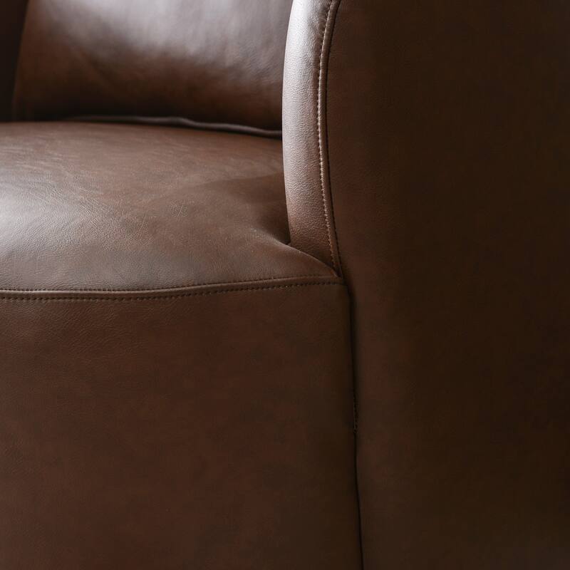 KINWELL 2-Piece Faux Leather Living Room Sets - 1 Swivel Accent Chair & 1 Ottoman Footrest