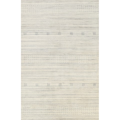 Contemporary Gabbeh Oriental Wool Area Rug Hand-knotted Office Carpet - 4'6" x 6'4"