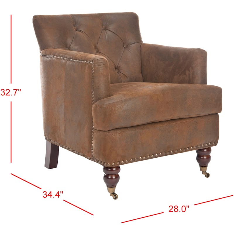 SAFAVIEH Tori Antiqued Tufted Club Chair - 28" x 34.4" x 32.7". - 28"W x 34"D x 33"H