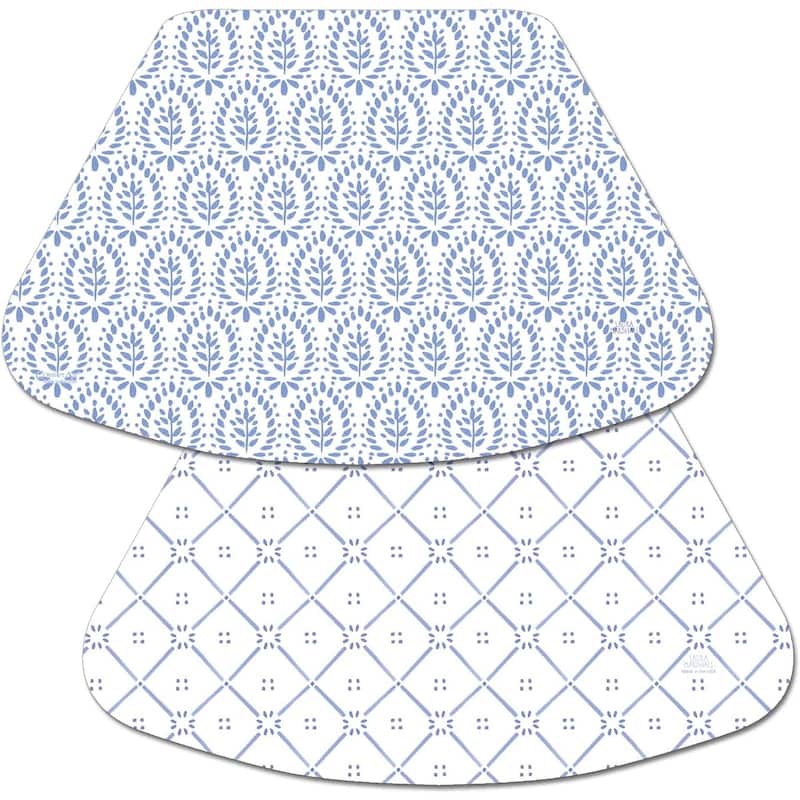 Blue Tile Wedge Shaped Reversible Flexible Plastic Placemat 4 Pack Made in The USA 17.75" x 11.25" Colorful, Reversible - multi - Set of 4