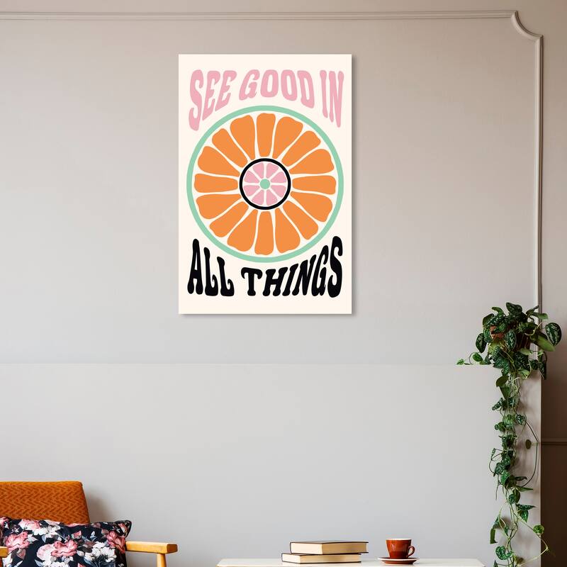 Wynwood Studio Canvas Advertising See Good Things Orange and Modern & Contemporary Wall Art Canvas Print
