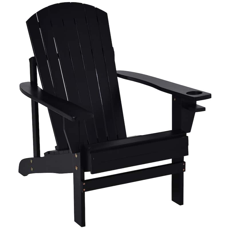 Outsunny Oversized Fir Wood Adirondack Chair with Cup Holder