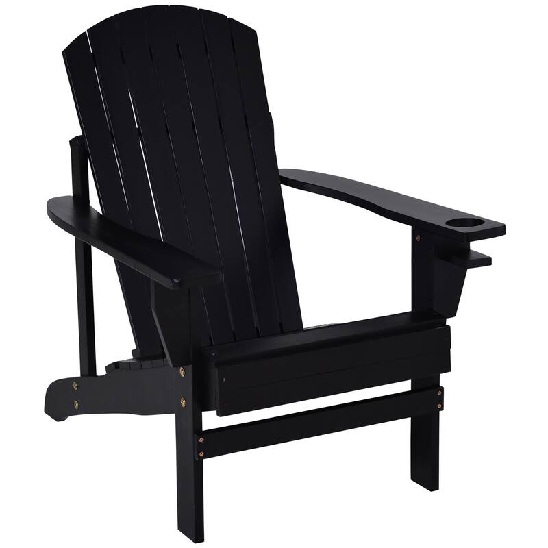 Outsunny Oversized Fir Wood Adirondack Chair with Cup Holder