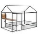 preview thumbnail 5 of 17, Full Size Metal House Bed Frame with Integrated Desk, Dual Shelving, Built-In Power Outlets and USB Ports
