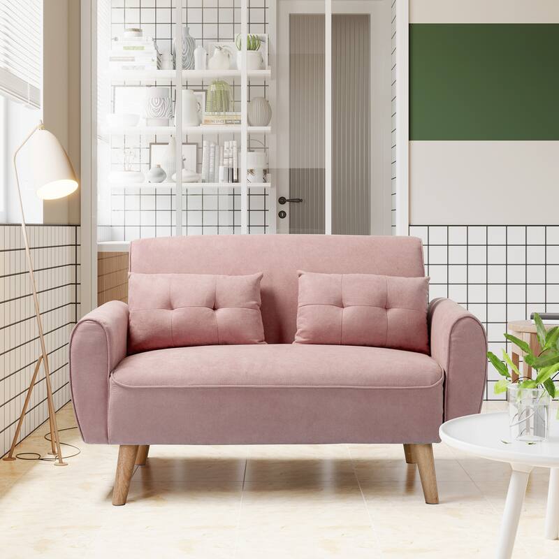 Futzca 47" Small Modern Loveseat Sofa - Pink