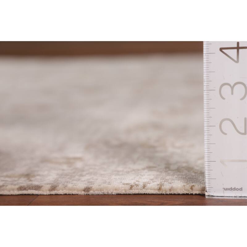 Beige Floral Art & Craft Turkish Area Rug Machine Made Carpet - 5'0" x 7'6"