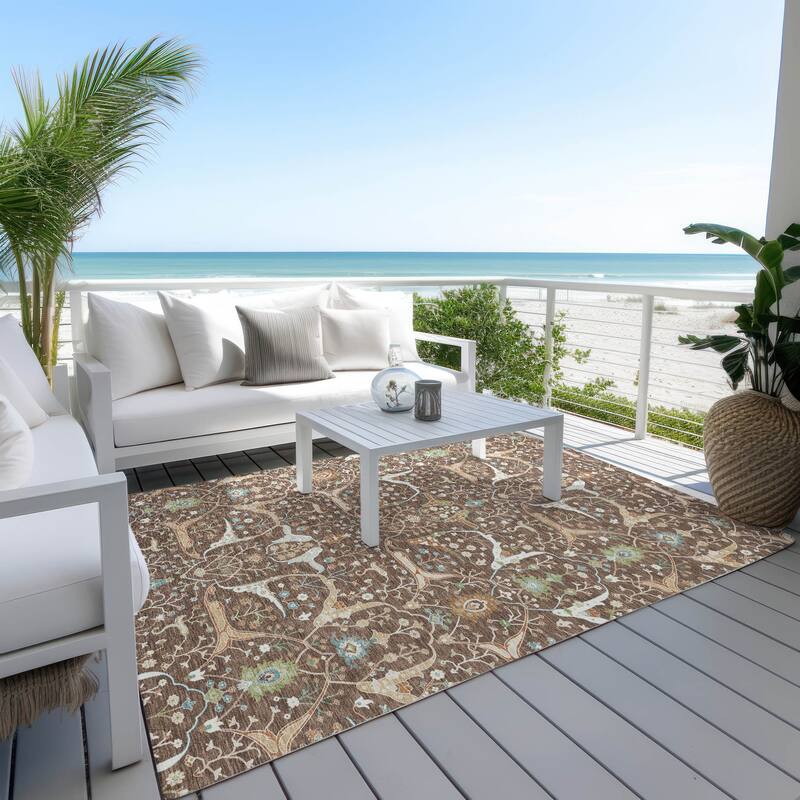 Machine Washable Indoor/ Outdoor Traditional Persian Chantille Rug