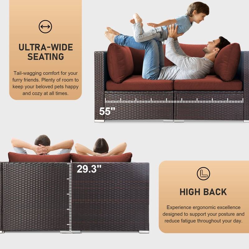 15-Piece Outdoor Wicker Modular Sectional with 43" CSA Fire Pit Table