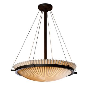 Justice Design Porcelina Ring Dark Bronze 6-light Pendant, Pleats Round Bowl Shade