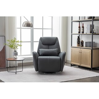 270° Swivel and Rocking PU Leather Power Recliner with USB Ports - Bed ...