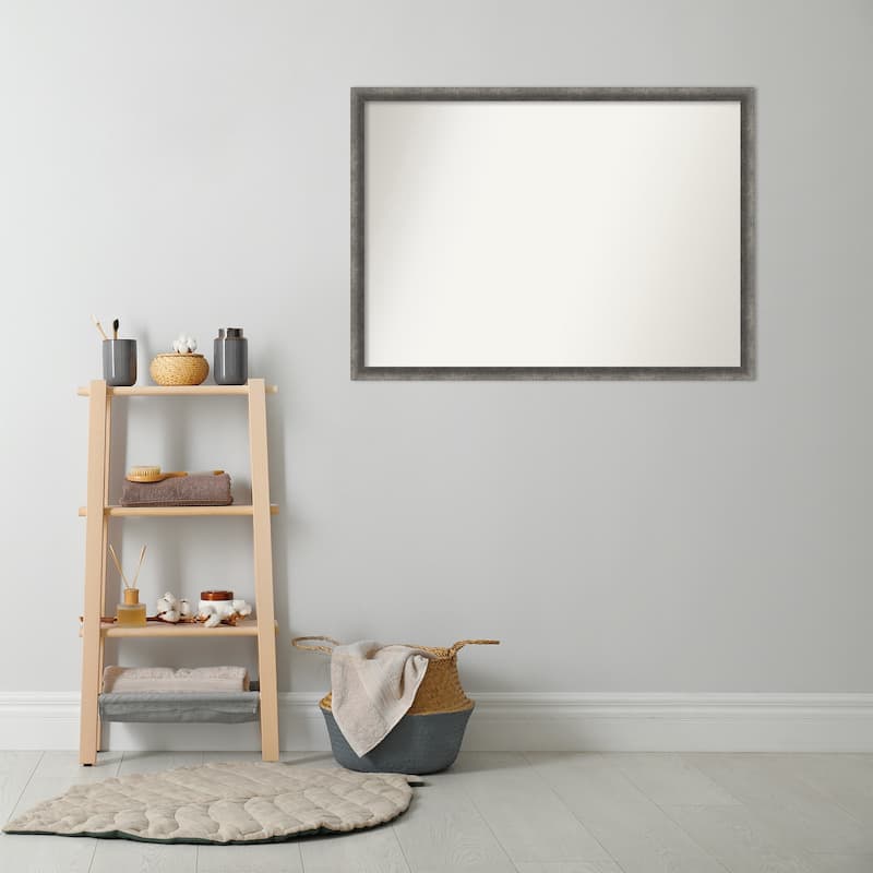 Burnished Concrete Narrow Non-Beveled Wood Framed Bathroom Vanity Wall Mirror - Burnished Concrete Narrow