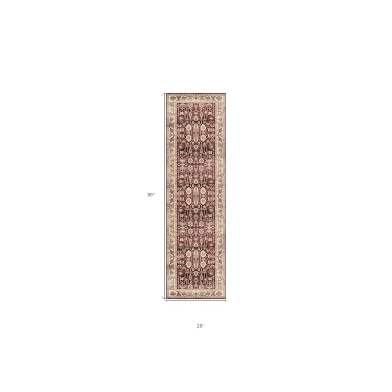 Lebum Power Loomed Distressed Abstract Non Skid Stain Resistant Low Pile Area Rug By HomeRoots - 90' X '26' X '0.2