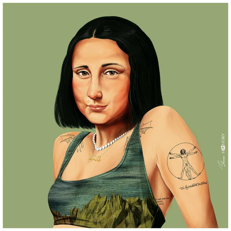 Empire Art Direct "Hip Mona Lisa" Printed Tempered Art Glass Wall Art - Multi-Color