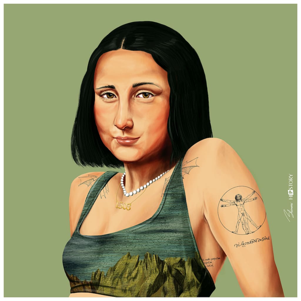 Empire Art Direct "Hip Mona Lisa" Printed Tempered Art Glass Wall Art - Multi-Color
