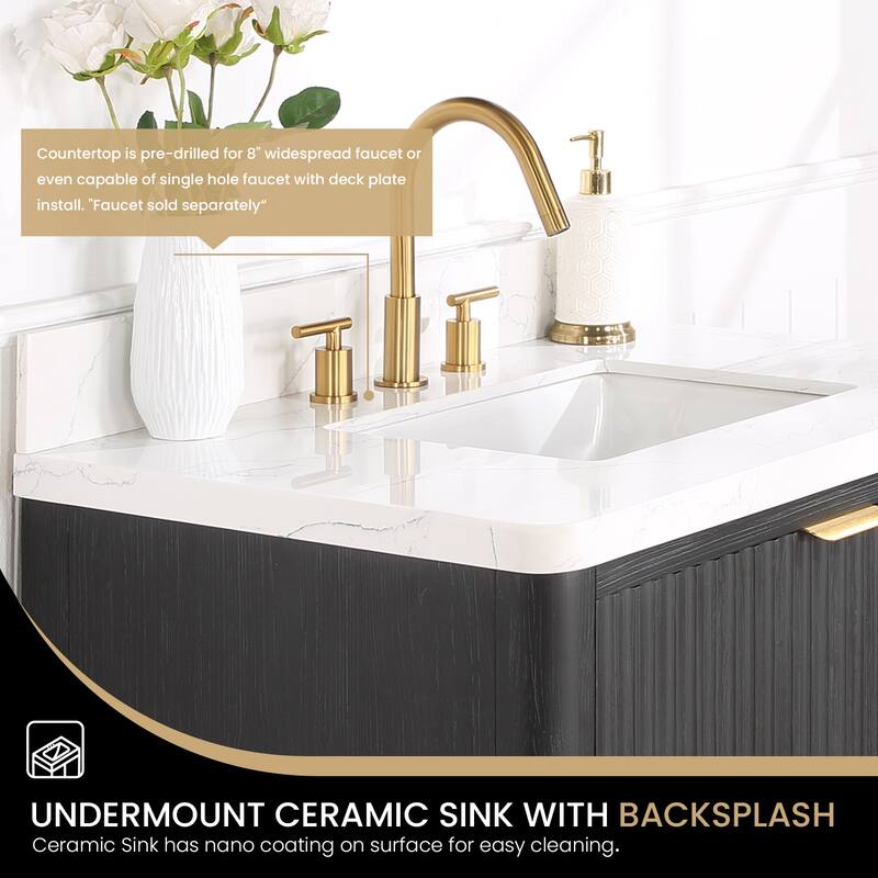 Cadiz Bath Vanity with Composite Stone Top and Mirror