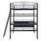 preview thumbnail 9 of 10, Black Metal Loft Beds Frame with Desk, Storage Shelves Bookcase and USB Ports, Outlet and Wireless Charging for Kids Boys Girls