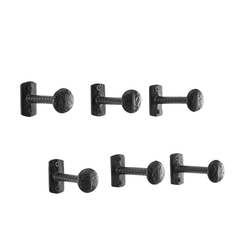 Decorative Industrial Cast Iron Nail Head Wall Hooks (Set of 6)
