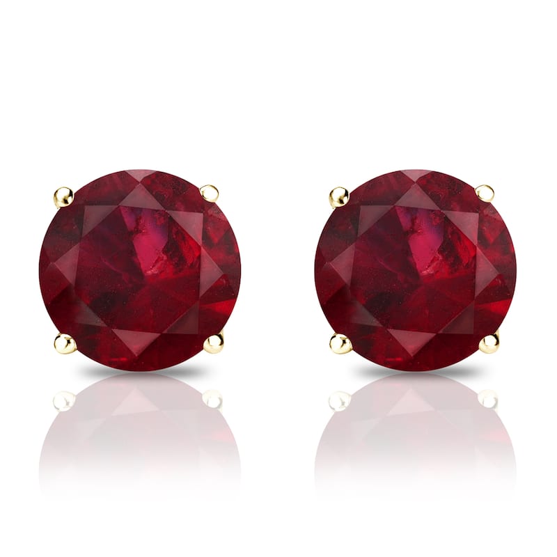 Auriya 14k Gold 3/4ctw Red Ruby Gemstone Stud Earrings