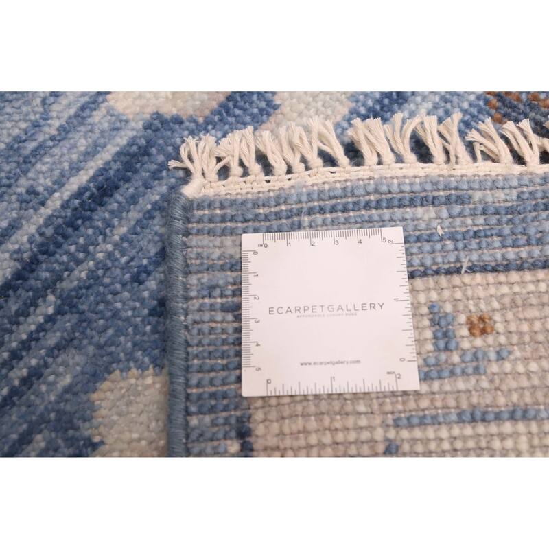 ECARPETGALLERY Hand-knotted Modern Oushak Dark Blue Wool Rug - 7'11 x 10'3