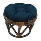 preview thumbnail 13 of 17, Bali 18-inch Footstool with Solid Outdoor Cushion Sea Blue