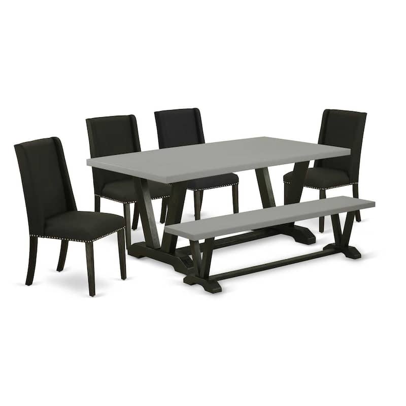 Baroque Dining Set - 6 Piece Table & Chair Set - Solid Wood Dining Room Furniture