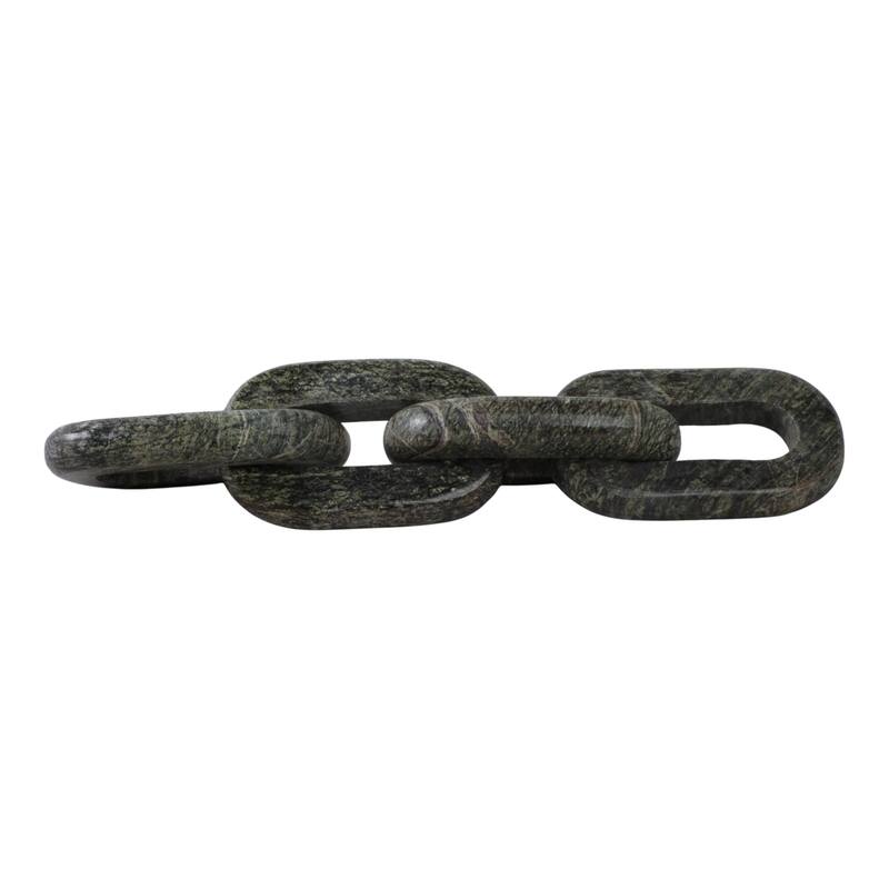 Marble Modern Chain Link Decorative Sculpture Abstract Art Decor - 14" x 3" x 3"