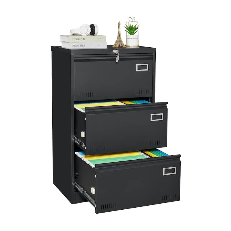 Metal Lateral 3 Drawer File Cabinet with Lock